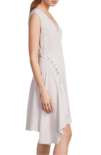 Shop Allsaints Miller Lace-up Dress In Lilac Pink