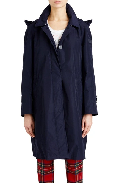 Shop Burberry Tringford Waterproof Hooded Coat In Navy