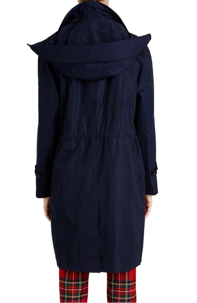 Shop Burberry Tringford Waterproof Hooded Coat In Navy