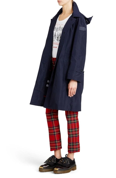 Shop Burberry Tringford Waterproof Hooded Coat In Navy