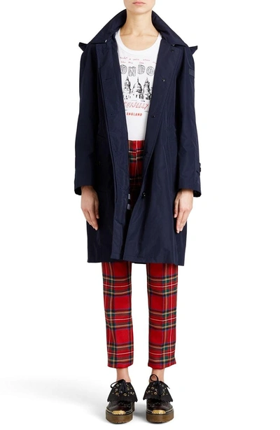 Shop Burberry Tringford Waterproof Hooded Coat In Navy