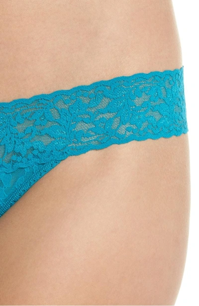 Shop Hanky Panky Signature Lace Low Rise Thong In Maui Blue