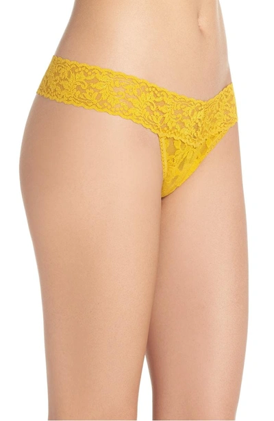Shop Hanky Panky Signature Lace Low Rise Thong In Topaz Yellow
