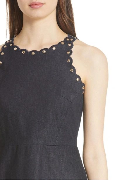Shop Kate Spade Rivet Detail Denim Fit & Flare Dress In Indigo