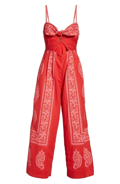 Shop Free People Feel The Sun Jumpsuit In Red