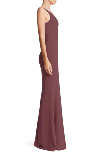 Shop Dress The Population Iris Slit Crepe Gown In Orchid