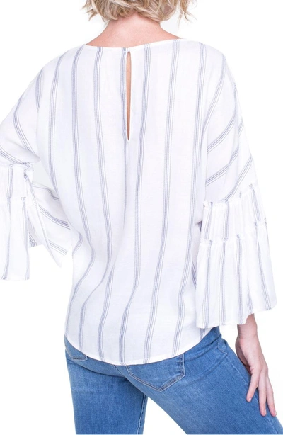 Shop Liverpool Voluminous Sleeve Shirt In White And Blue