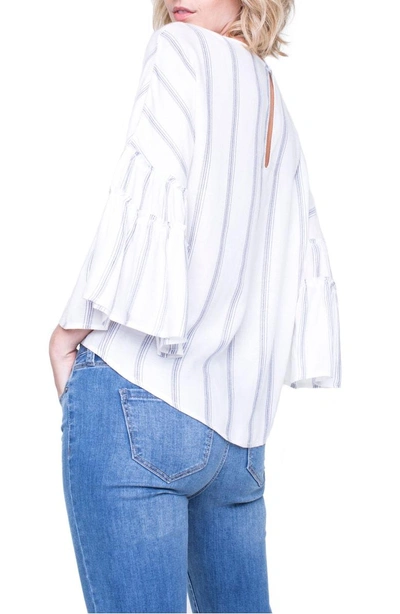Shop Liverpool Voluminous Sleeve Shirt In White And Blue