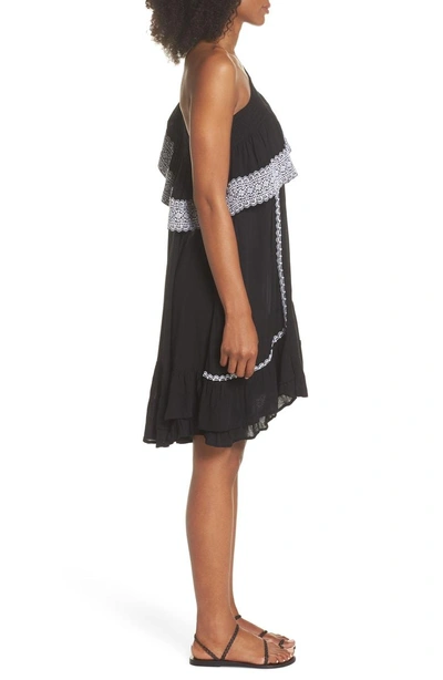 Shop Muche Et Muchette Gavin One-shoulder Cover-up Dress In Black/ White