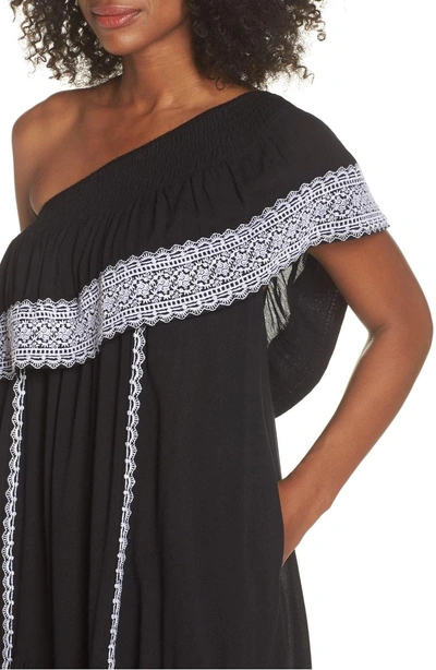 Shop Muche Et Muchette Gavin One-shoulder Cover-up Dress In Black/ White