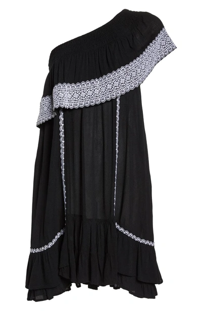 Shop Muche Et Muchette Gavin One-shoulder Cover-up Dress In Black/ White