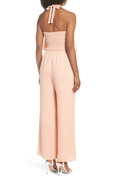 Shop Ali & Jay Meet Me At Vbw Halter Jumpsuit In Peach Parfait