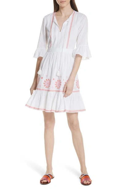 Shop Kate Spade Mosaic Embroidered Dress In Fresh White