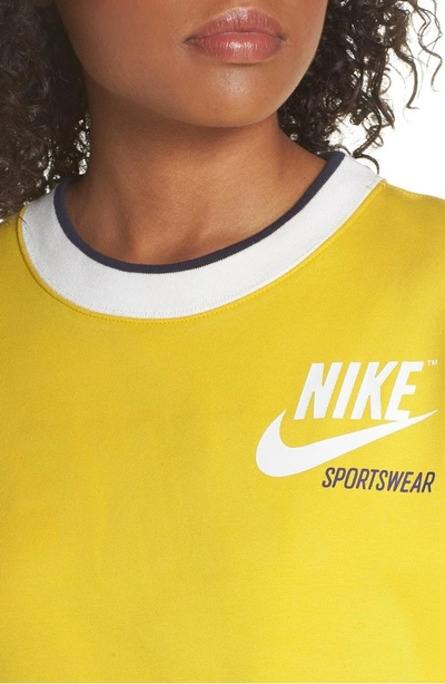 Shop Nike Reversible Crop Sweatshirt In Vivid Sulfur