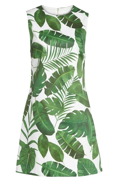 Shop Alice And Olivia Coley Print A-line Dress In Tropical Leaves