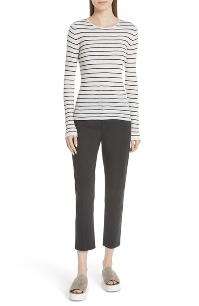 Shop Vince Stripe Ribbed Sweater In Off White/ Coastal