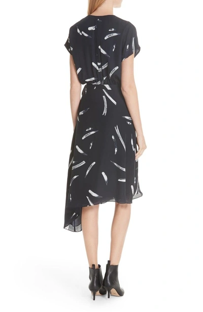 Shop Joie Bethwyn Asymmetrical Hem Silk Wrap Dress In Midnight