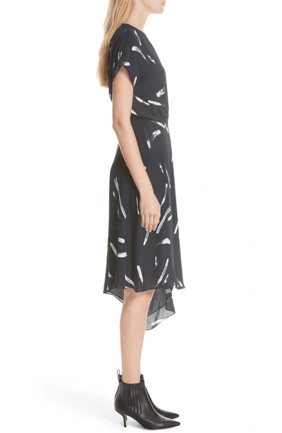 Shop Joie Bethwyn Asymmetrical Hem Silk Wrap Dress In Midnight