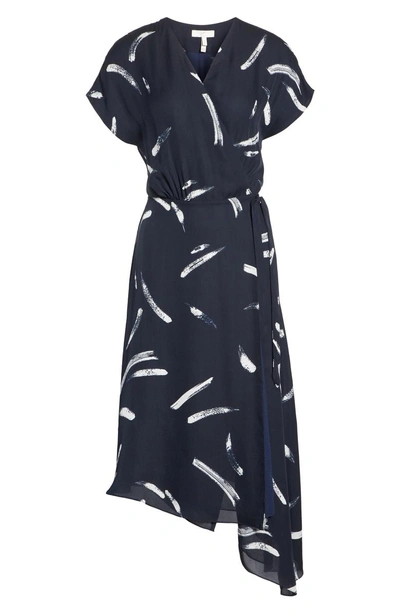 Shop Joie Bethwyn Asymmetrical Hem Silk Wrap Dress In Midnight
