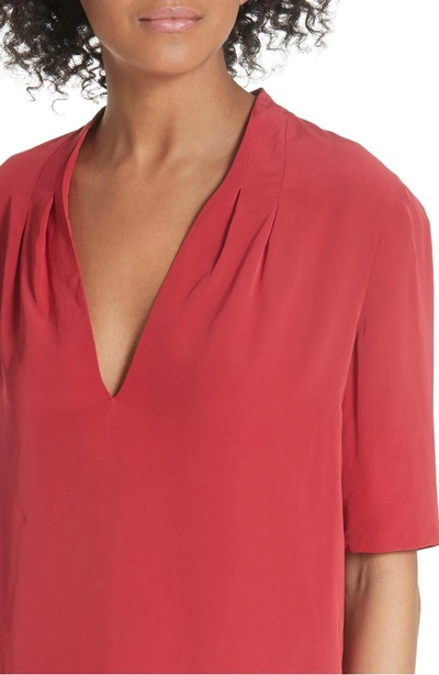 Shop Joie Ance Pleated Back Short Sleeve Blouse In Cranberry