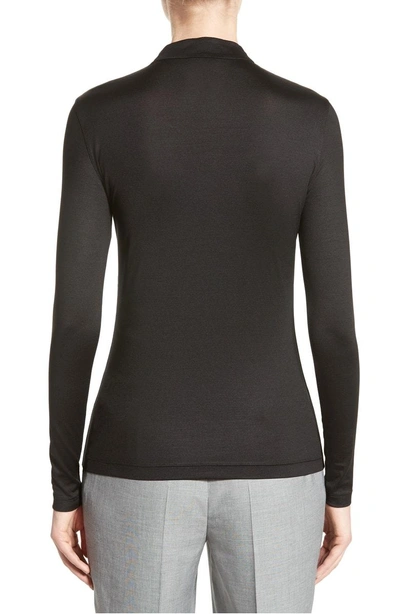 Shop Akris Long Sleeve Silk Jersey Blouse In Black