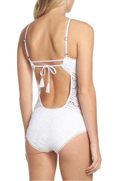 Shop Becca Crochet One-piece Swimsuit In White