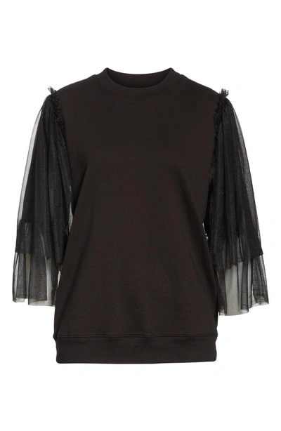 Shop Clu Tulle Sleeve Sweatshirt In Black