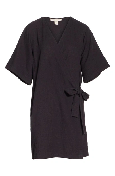 Shop Eileen Fisher Kimono Sleeve Organic Cotton Blend Jacket In Black