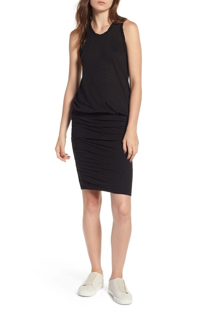 Shop James Perse Racerback Blouson Dress In Black