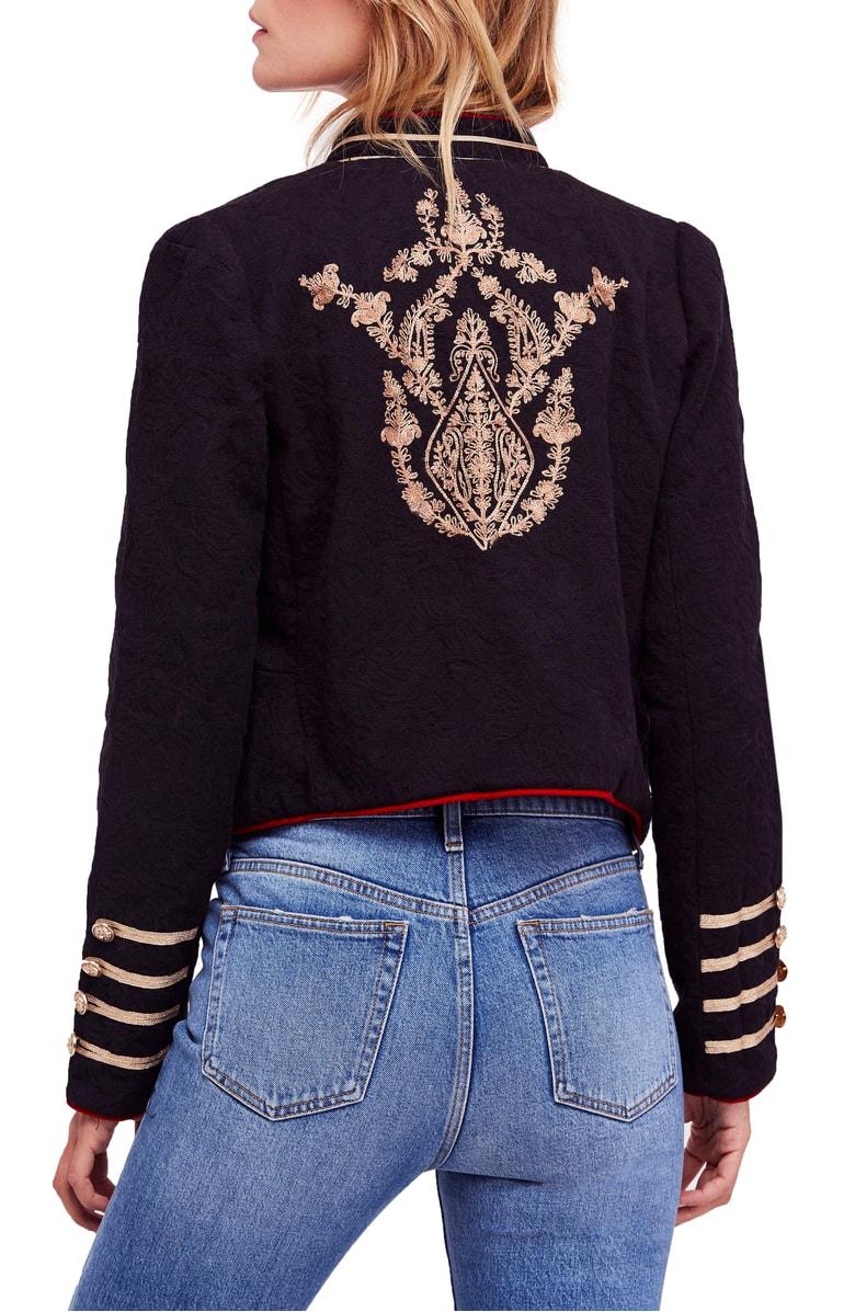 free people lauren embroidered cotton band jacket