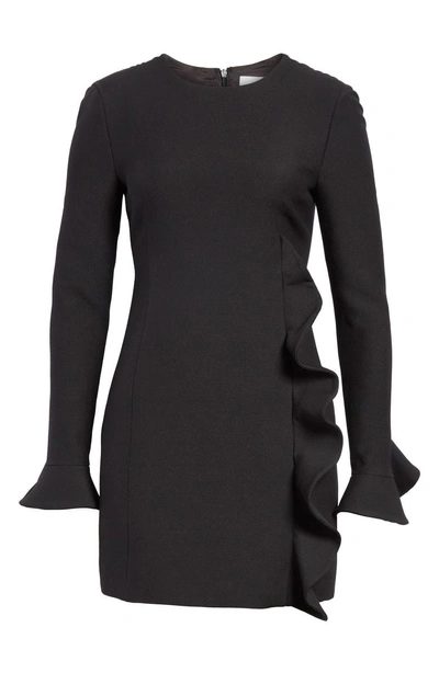 Shop Valentino Ruffle Crepe Dress In Black