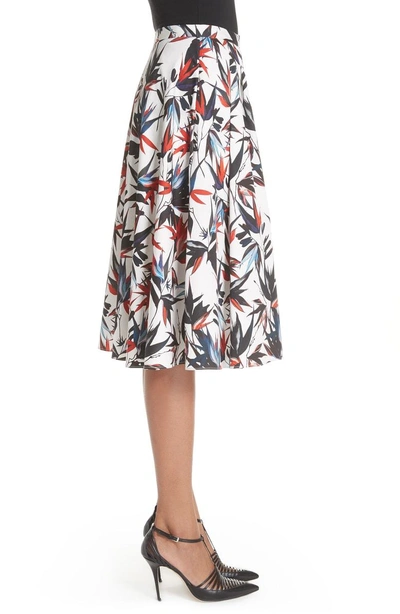 Shop Jason Wu Bird Of Paradise Print Cotton Poplin Skirt In Chalk Multi