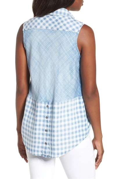 Shop Billy T Pattern Mix Sleeveless Blouse In Blue Mix Media