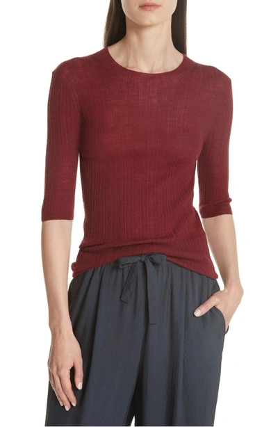 Shop Vince Shrunken Merino Wool Sweater In Merlot