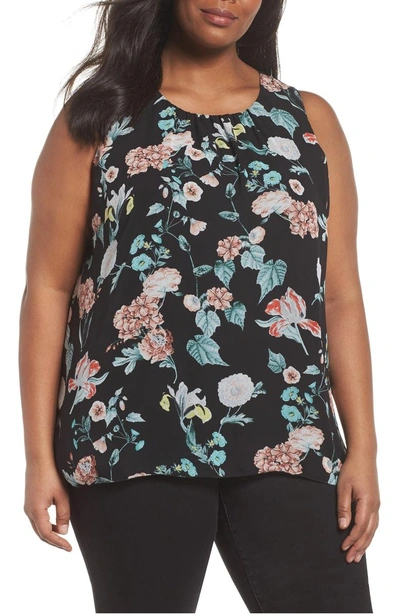 Shop Vince Camuto Sleeveless Floral Gardens Top In Rich Black