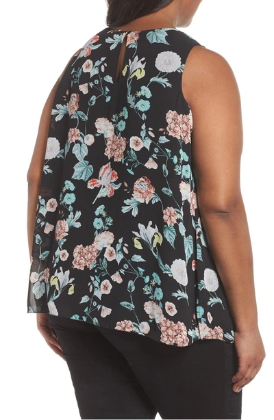 Shop Vince Camuto Sleeveless Floral Gardens Top In Rich Black
