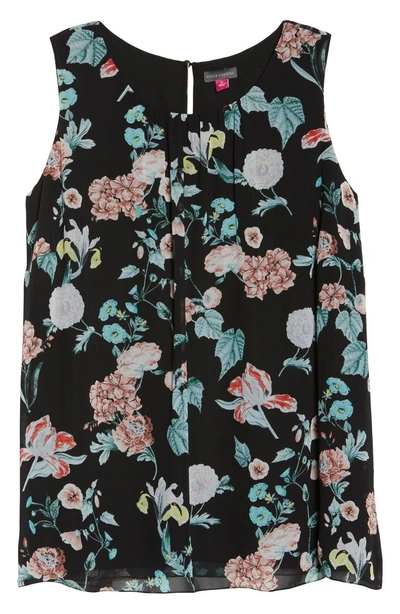 Shop Vince Camuto Sleeveless Floral Gardens Top In Rich Black