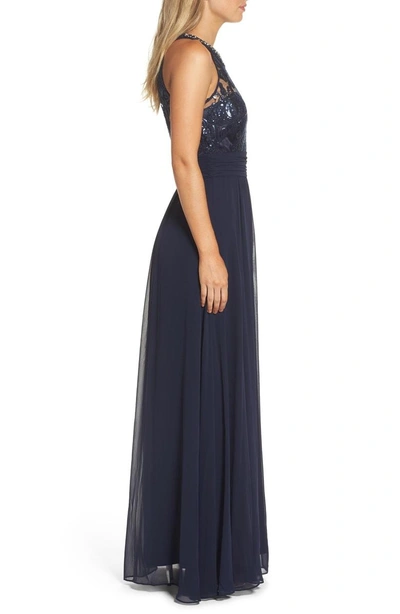 Shop Eliza J Lace Bodice Gown In Navy