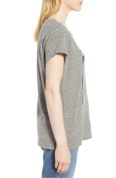 Shop Current Elliott The Relaxed Graphic Tee In Heather Grey Jersey Destroy