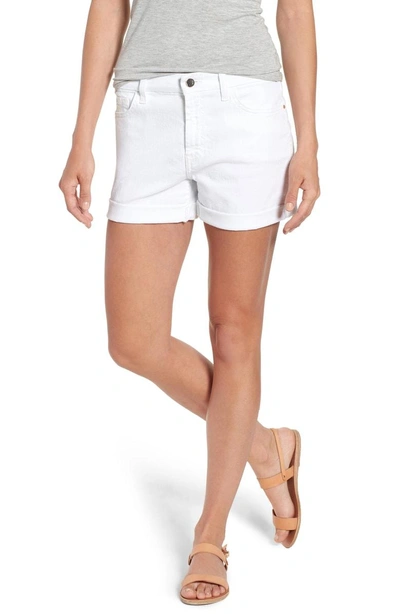 Shop Jen7 Rolled Denim Shorts In White