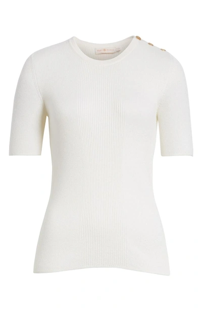 Shop Tory Burch Taylor Ribbed Cashmere Sweater In New Ivory