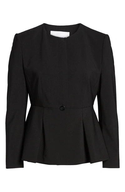 Shop Hugo Boss Jolanna Tropical Stretch Wool Jacket In Black