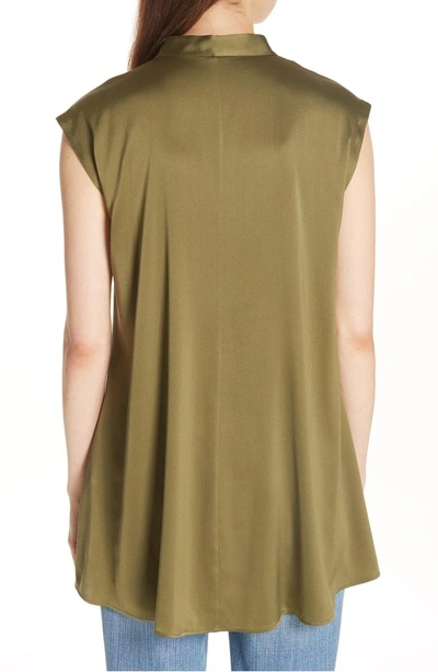 Shop Eileen Fisher Stretch Silk Top In Olive