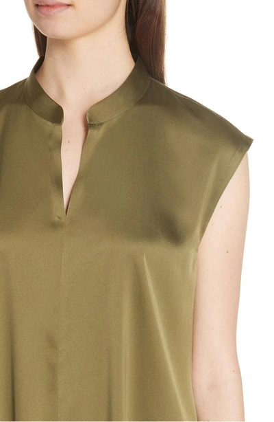 Shop Eileen Fisher Stretch Silk Top In Olive