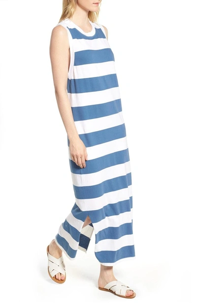 Shop Stateside Rugby Stripe Maxi Dress In White/ Blue