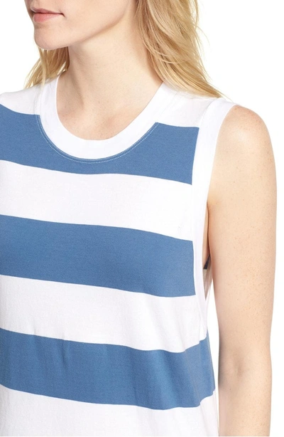Shop Stateside Rugby Stripe Maxi Dress In White/ Blue