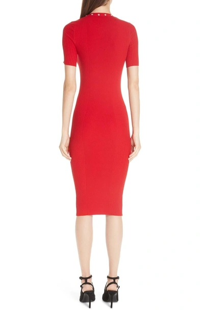 Shop Alexander Wang Snap Sleeve Body-con Midi Dress In Red