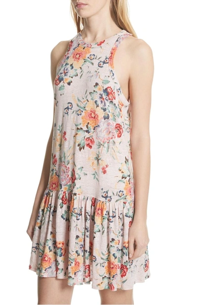 Shop Rebecca Taylor Marlena Floral Jersey Dress In Dusty Rose Combo