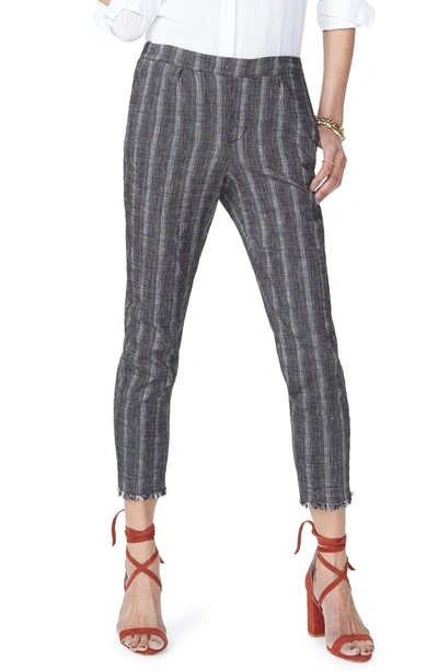 Shop Nydj Hidden Drawstring Stripe Crop Pants In Black/ Natural