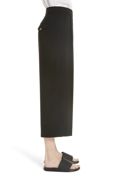 Shop Vince High Waist Wide Leg Crepe Crop Pants In Black